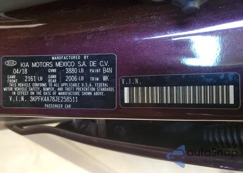 2018 Kia Forte Lx из США, поврежденный, VIN 3KPFK4A78JE258511